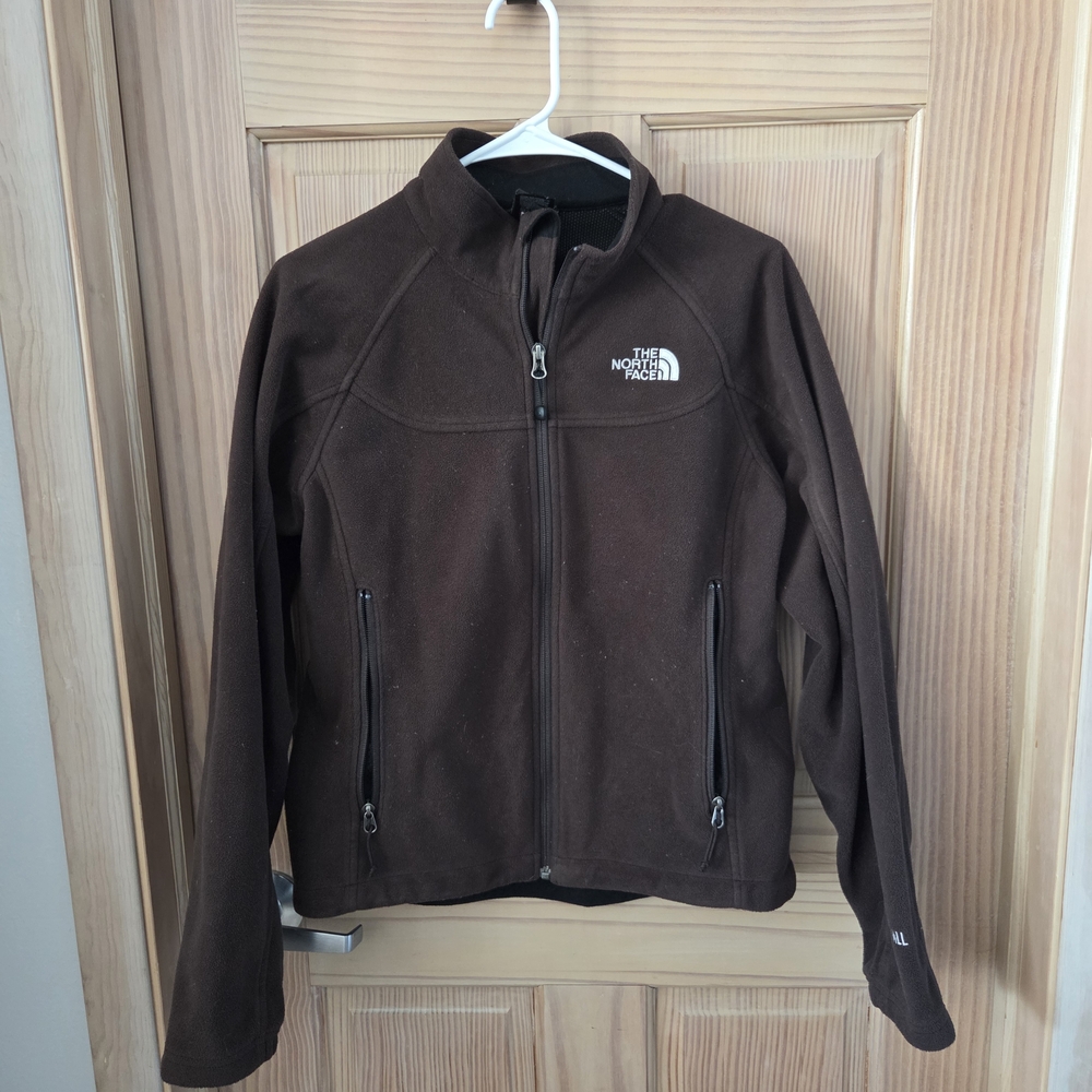 Women's The North Face Brown Softshell Fleece Jacket Windwall Coat Medium